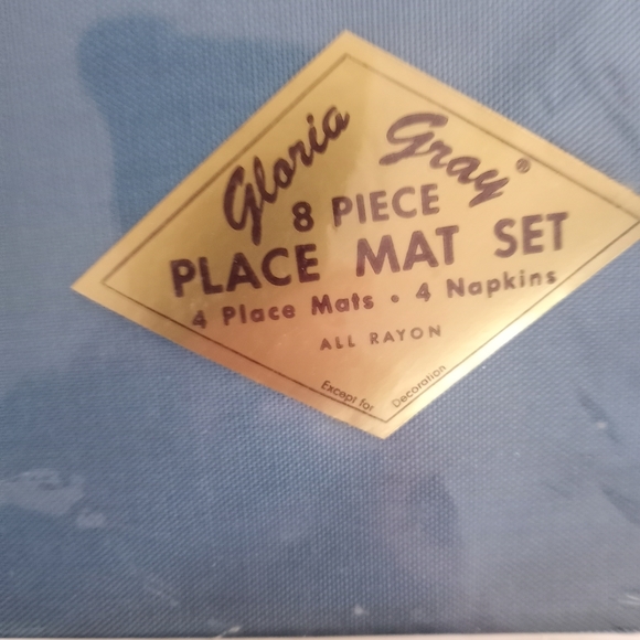Vintage 4 Placemats with 4 Matching Napkins All Rayon Original Packaging New - Picture 10 of 13